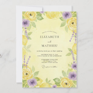 Primel-Lavendel-Hochzeit bemalt Einladung