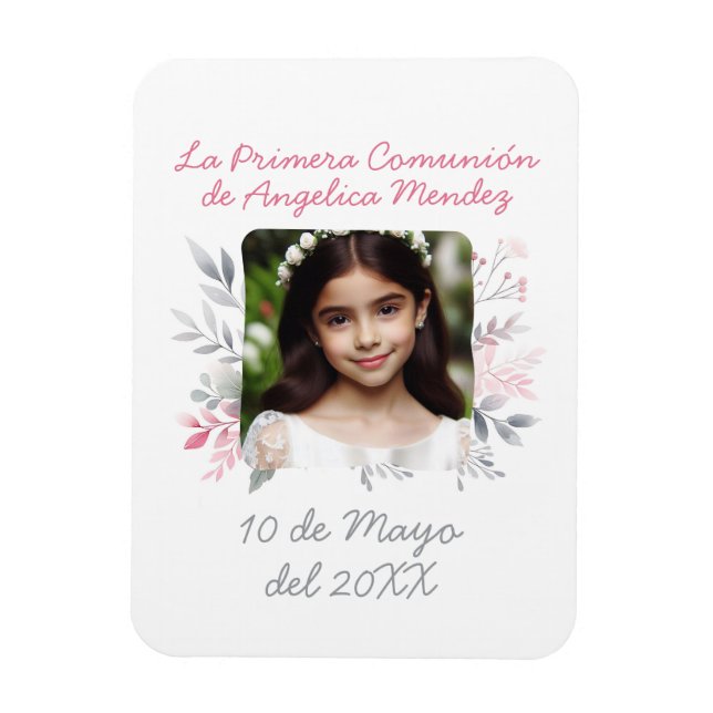 Primera Comunión con Foto y Flores Spanisch Magnet (Vertikal)