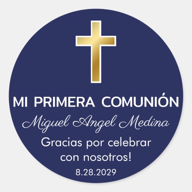 Primera Comunion Geschenke und Favoriten Erste Kom Runder Aufkleber (Vorderseite)