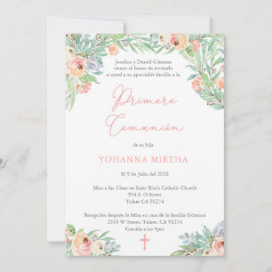 Primera Comunion, Girl First Communation auf Spani Einladung