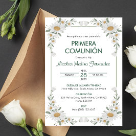 Primera Comunion Weiße Blume Erste Kommune Einladung