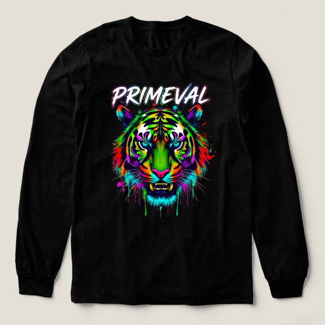 Primeval Neon Tiger Bella+Canvas Tri-Blend Long Sl Shirt (Design Vorderseite)
