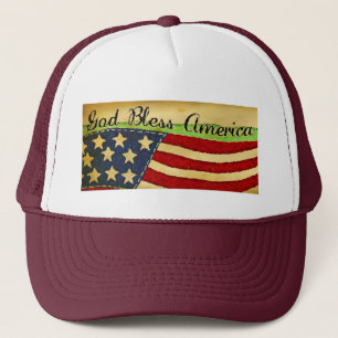 Primitive alte Herrlichkeit Gott segne Amerika Cap Truckerkappe