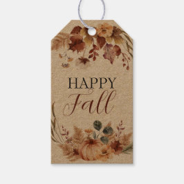 Primitive Autumn Pumpkin Bauernhof Karo Kariert Geschenkanhänger