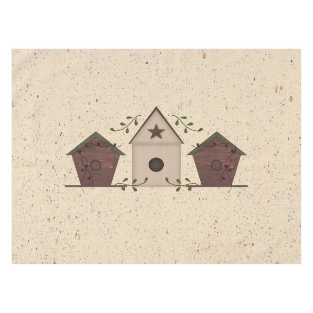 Primitive Birdhouses Tablecloth Tischdecke (Vorderseite (Horizontal))