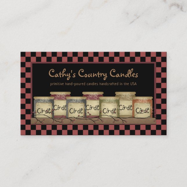 Primitive Country Candles & Pip Berries Crafty Visitenkarte (Vorderseite)
