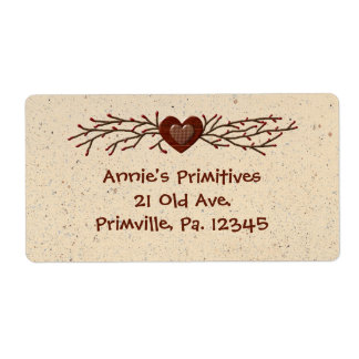 Primitive Country Heart Business Étiquette
