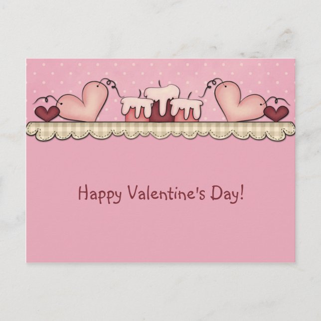 Primitive Country Hearts Bougies Valentines Cartes (Devant)