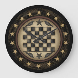 Primitive Crow Checkerboard Wall Clock Große Wanduhr