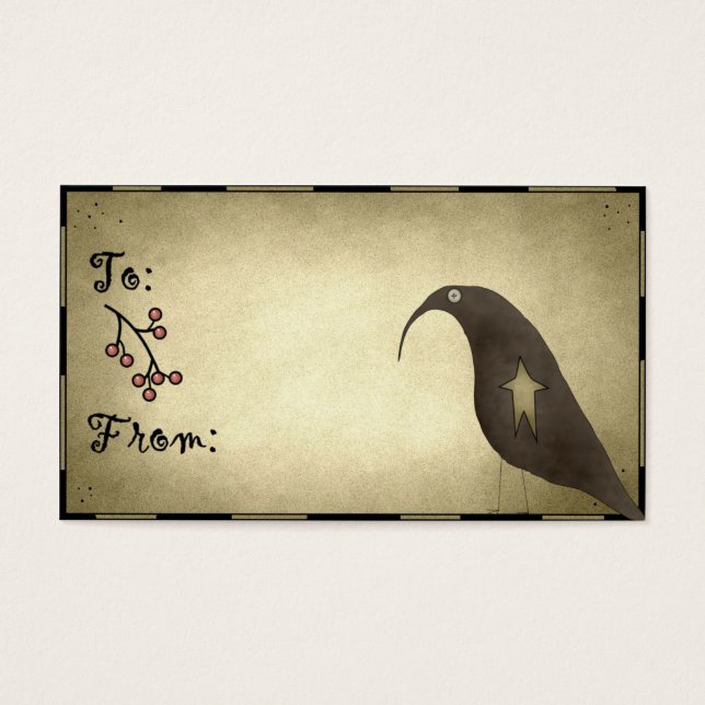 Primitive Crow Design 1 - Étiquettes cadeaux de va (Devant)