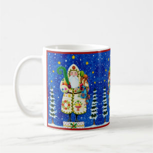 PRIMITIVE FOLKART BALTIMORE QUILT VATER CHRISTMAS KAFFEETASSE