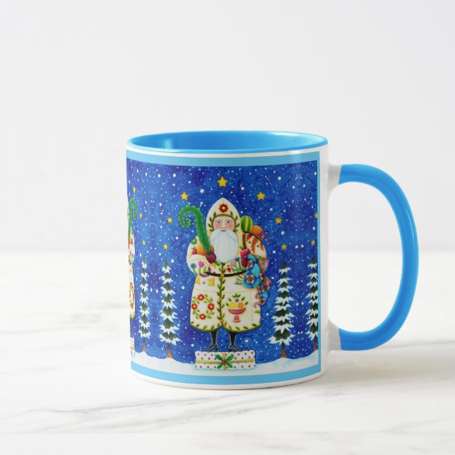 PRIMITIVE FOLKART BALTIMORE QUILT VATER CHRISTMAS TASSE (Rechts)