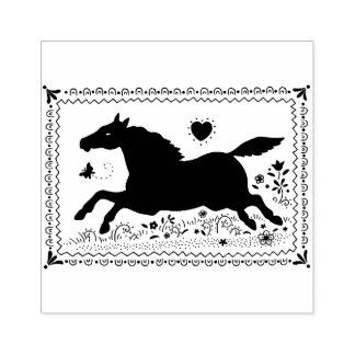 PRIMITIVE FOLKUNST - PFERDE, SILHOUETTE GUMMISTEMPEL