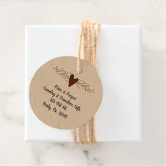 Primitive Hang-Tags des Herzens Geschenkanhänger