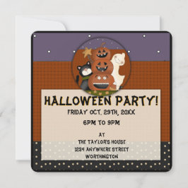 Primitive Niedliche Kid's Halloween-Party Einladun Einladung