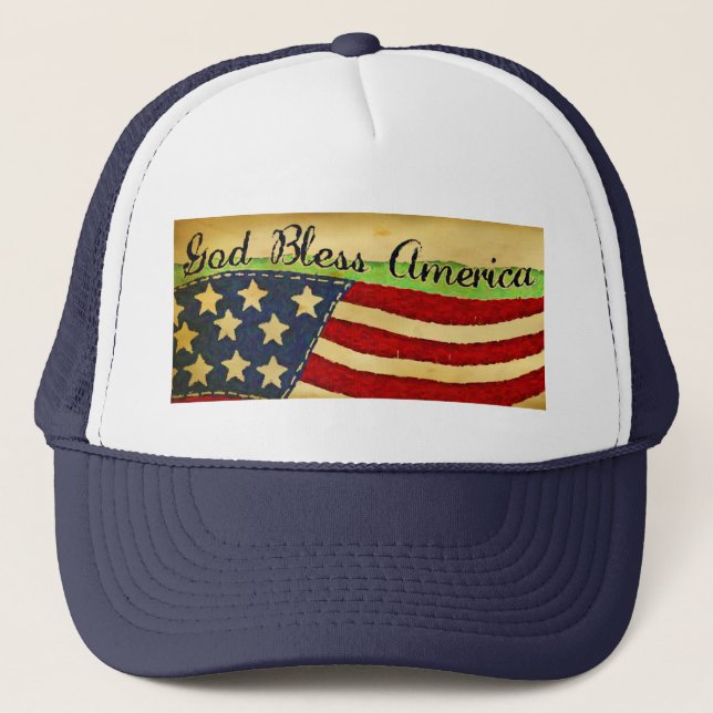 Primitive Old Glory God Bless America Mütze (Vorderseite)