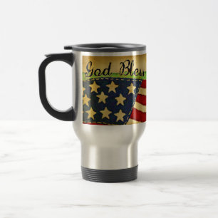 Primitive Old Glory Gott segne Amerika Aluminium-M Reisebecher