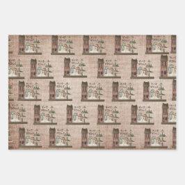 Primitive Papers - Wynter Welcome Snowmen - Plaid Geschenkpapier Set