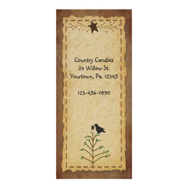 Primitive Pine Tree Rack Card Werbekarte (Vorne)