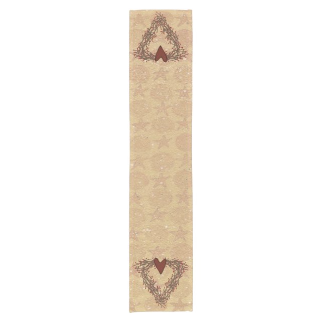 Primitive Pip Berry Herz Wreath Table Runner Kurzer Tischläufer (Vorderseite)
