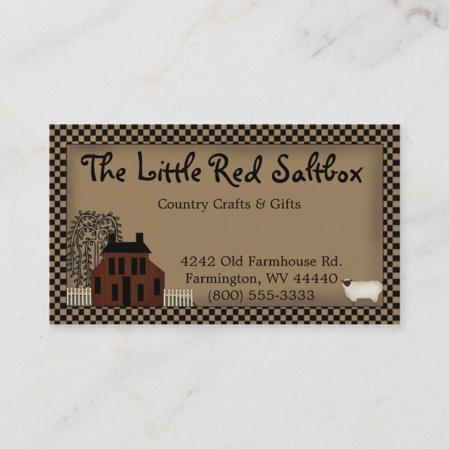 Primitive Red Saltbox Business Card Visitenkarte (Vorderseite)