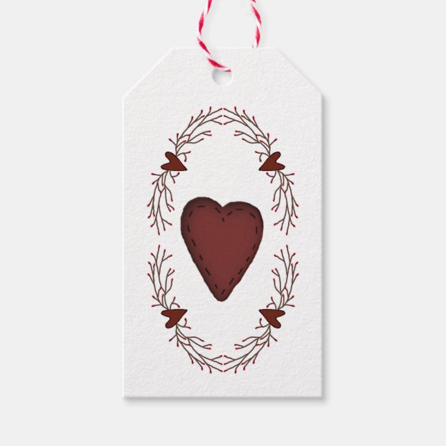 Primitive Schlagwörter für Herzgeschenke Geschenkanhänger (Vorderseite)