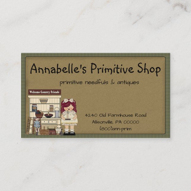Primitive Shop Country-Visitenkarte Visitenkarte (Vorderseite)