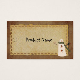 Primitive Snowman Hang Tag