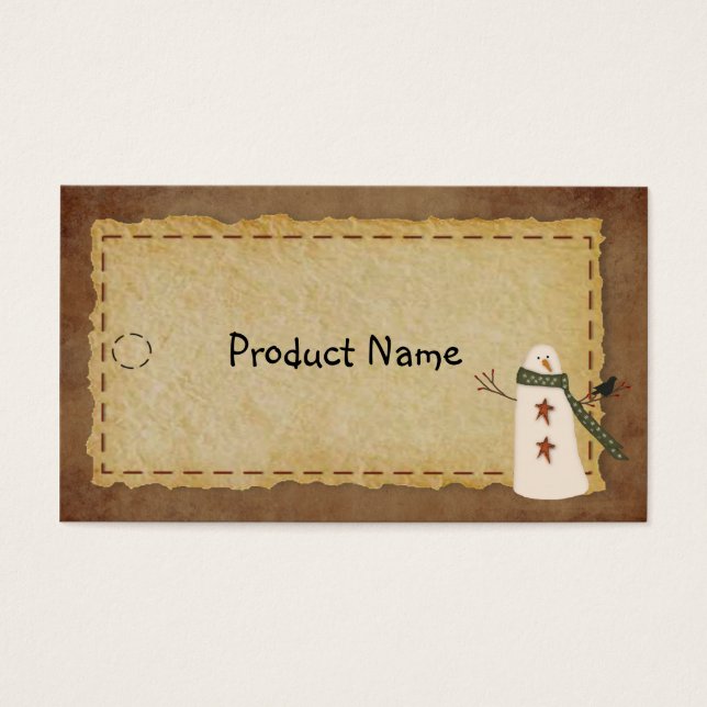 Primitive Snowman Hang Tag (Vorderseite)