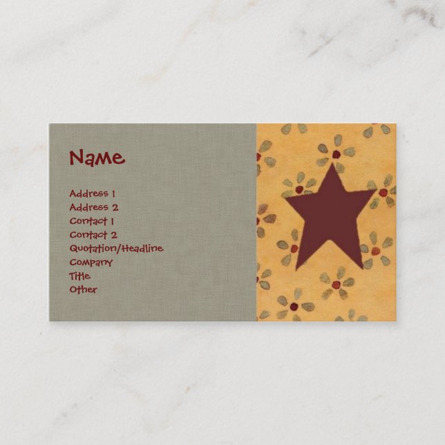 Primitive Star Business Card Visitenkarte (Vorderseite)