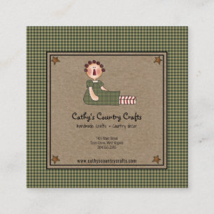Primitive Startseite Homespun Business Card Quadratische Visitenkarte