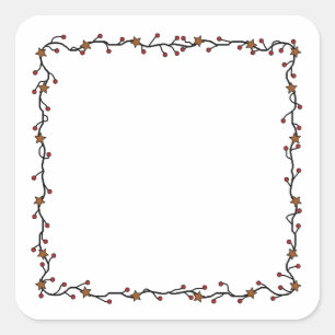 Primitive Sterne, Berries & Twigs Square Kranz Quadratischer Aufkleber