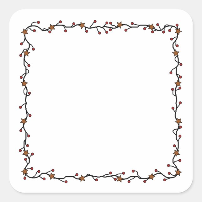 Primitive Sterne, Berries & Twigs Square Kranz Quadratischer Aufkleber (Vorderseite)