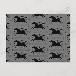 PRIMITIVE VOLKSKUNST RITTLINGDES PFERD EQUINE SILH POSTKARTE