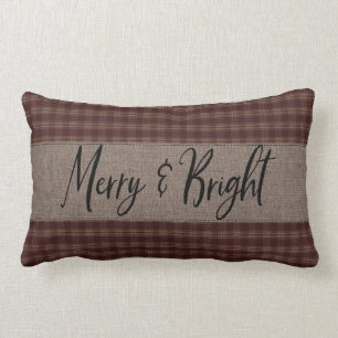 Primitive Weihnachten Burgundy Homespun Merry Lendenkissen