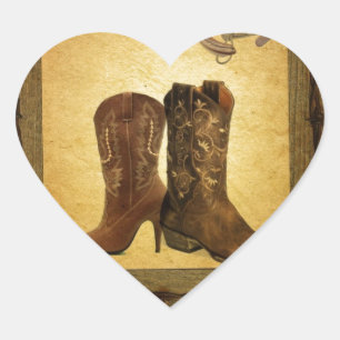 primitive Western Country Hufeisen Cowboystiefel Herz-Aufkleber