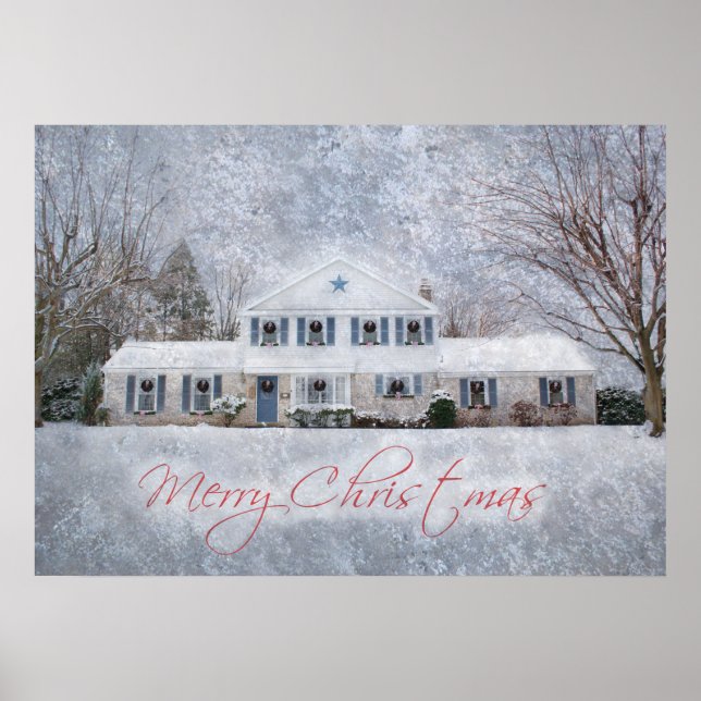 Primitive Winter Snow Country Rustic Open House Poster (Vorne)
