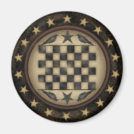 Primitiver Crow Checkerboard-Kühlschrankmagnet Magnet