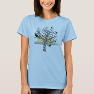 Primitiver kräht Herbst-bloßer Baum-Vintages Shi T-Shirt