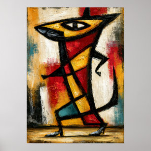 Primitiver Kubistischer Trickster Fetter Abstrakte Poster