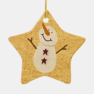 Primitiver Schneemann-Schmuck Keramikornament