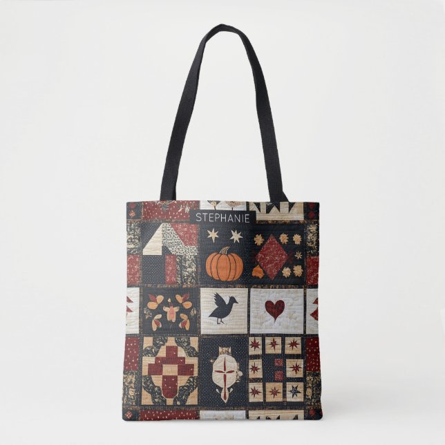 Primitives Bauernhaus Appliqué & Geometric Tasche (Vorderseite)