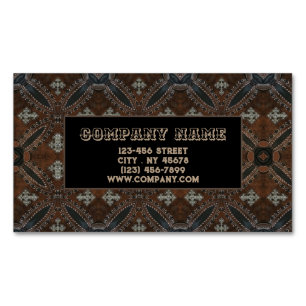 Primitives Cowboy Western Land Tooled Leather Magnetische Visitenkarte