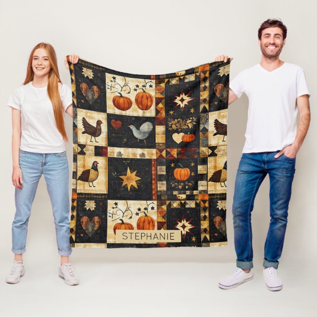 Primitives Folkkunstmuster | Rustikaler Herbst Fleecedecke (Beispiel)