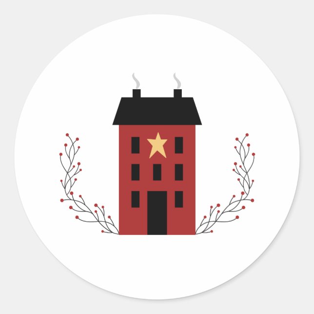 Primitives Landhaus Runder Aufkleber (Vorderseite)