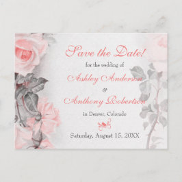 Primose Pink Rose Hochzeit Speichern Sie das Datum Ankündigungspostkarte