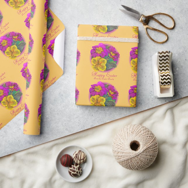 Primrose Fine Art pink gelb Osterpackung Geschenkpapier (Kunsthandwerk)