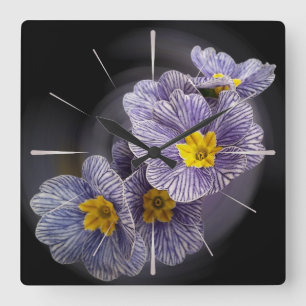 Primrose Flowers Quadratische Wanduhr