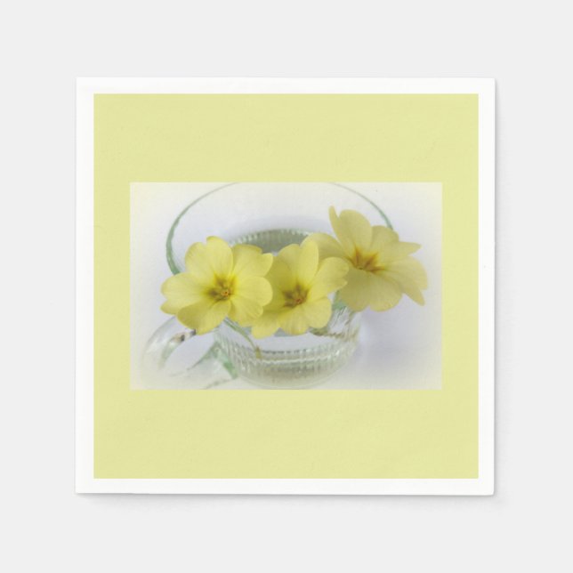 Primrose in einer Kaffeetasse Serviette (Vorderseite)