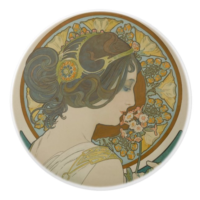 Primrose von Alphonse Mucha (1899) Keramikknauf (Vorderseite)